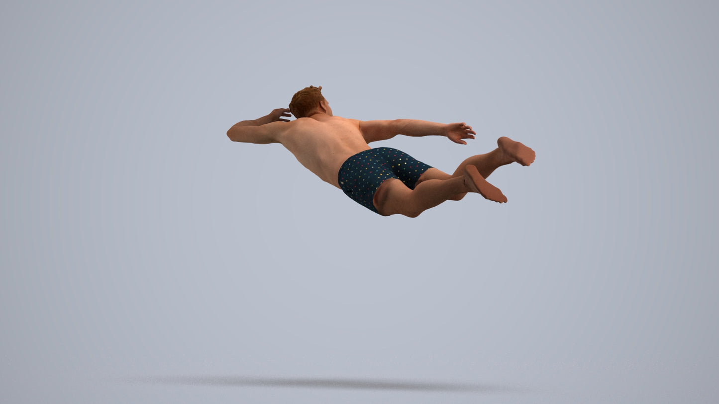 realistic 3D people man sport pool, render-ready for V-Ray and Corona, FBX OBJ, front view render