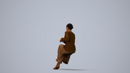 realistic 3D people woman casual sitting, render-ready for V-Ray and Corona, FBX OBJ, three-quarter view render