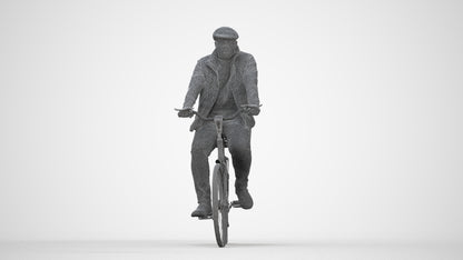 3D people model man casual cycling, scanned human for 3ds Max rendering, wireframe back view