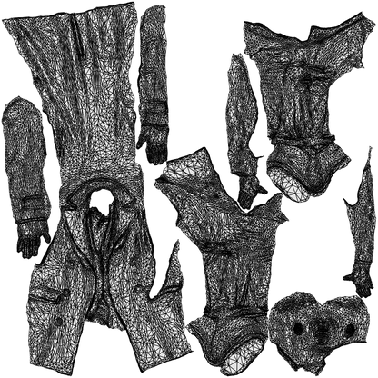 3D people model man casual walking, scanned human for 3ds Max rendering, wireframe top-down view