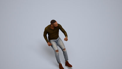 photogrammetry 3D man casual driving, realistic human model archviz FBX, back view render