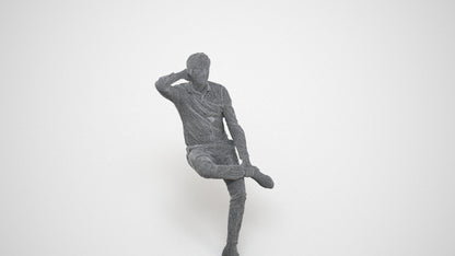 realistic 3D human man business, archviz people FBX OBJ for Blender, wireframe three-quarter view