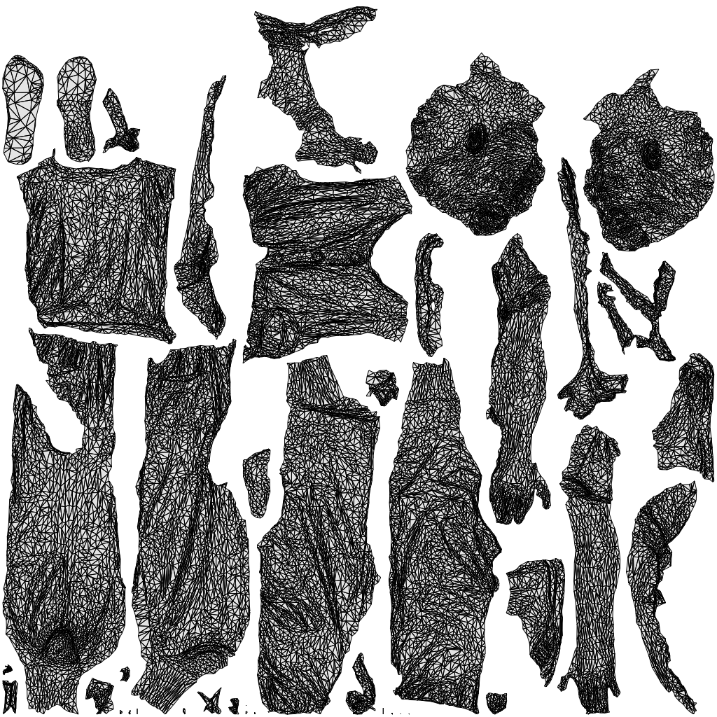 3D people model girl kids, scanned human for 3ds Max rendering, wireframe top-down view