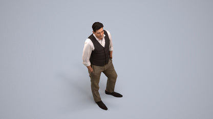 3D scanned man standing business, photorealistic archviz people for Enscape and SketchUp, back view render