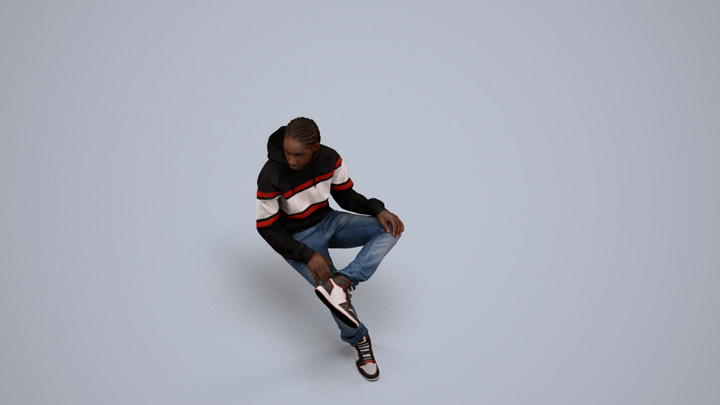 realistic 3D boy casual kids, scanned archviz people for Blender and 3ds Max, back view render