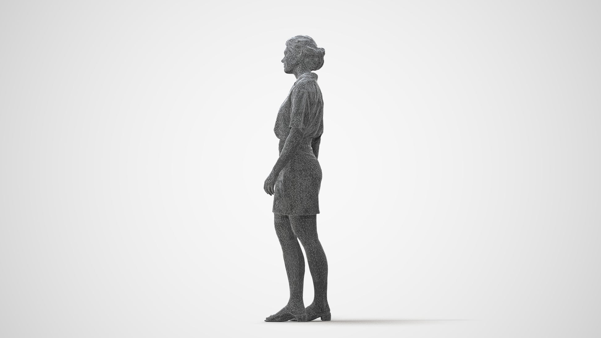 realistic 3D people woman casual standing, render-ready for V-Ray and Corona, FBX OBJ, square thumbnail