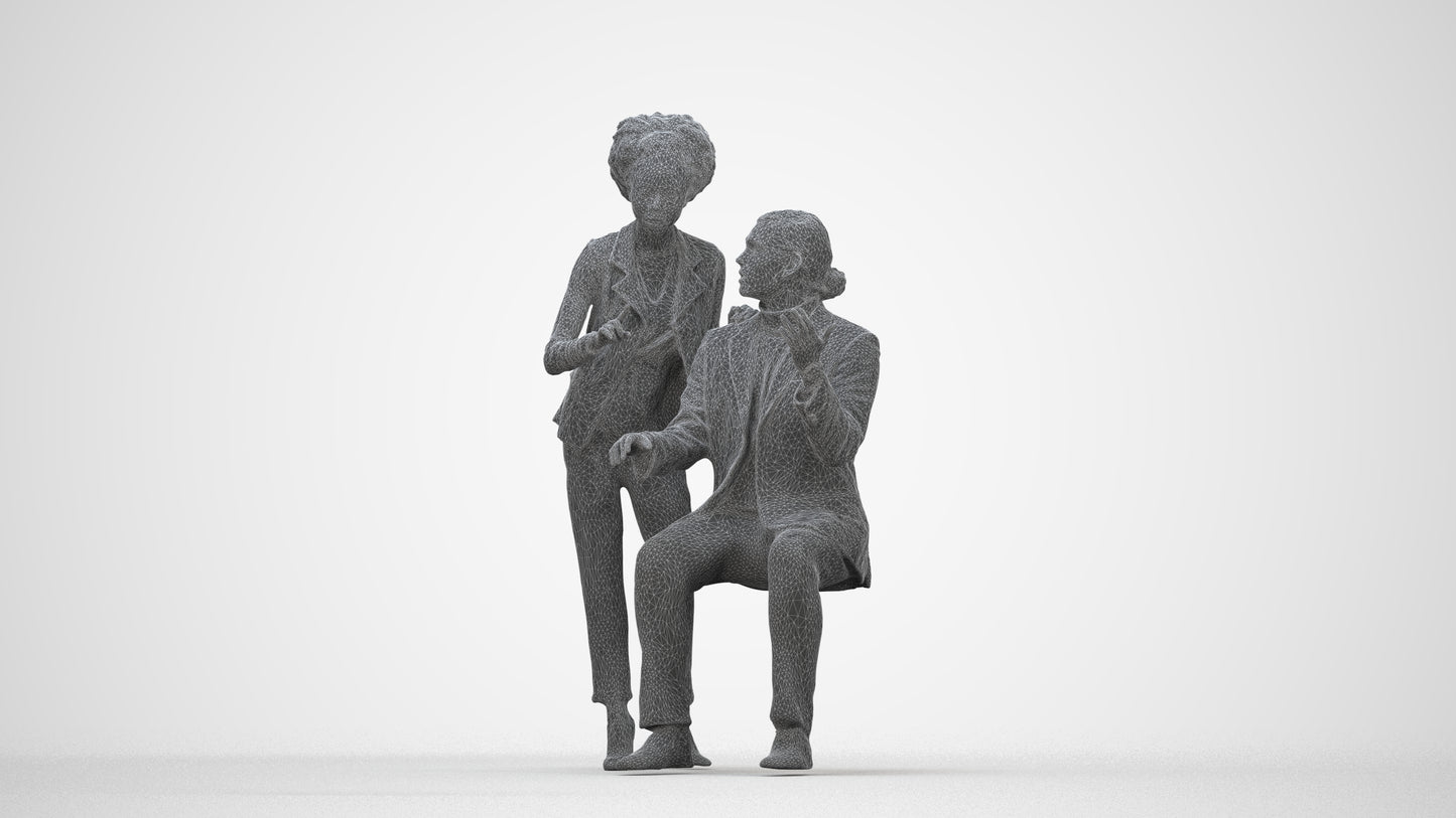 realistic 3D people woman business, render-ready for V-Ray and Corona, FBX OBJ, wireframe back view