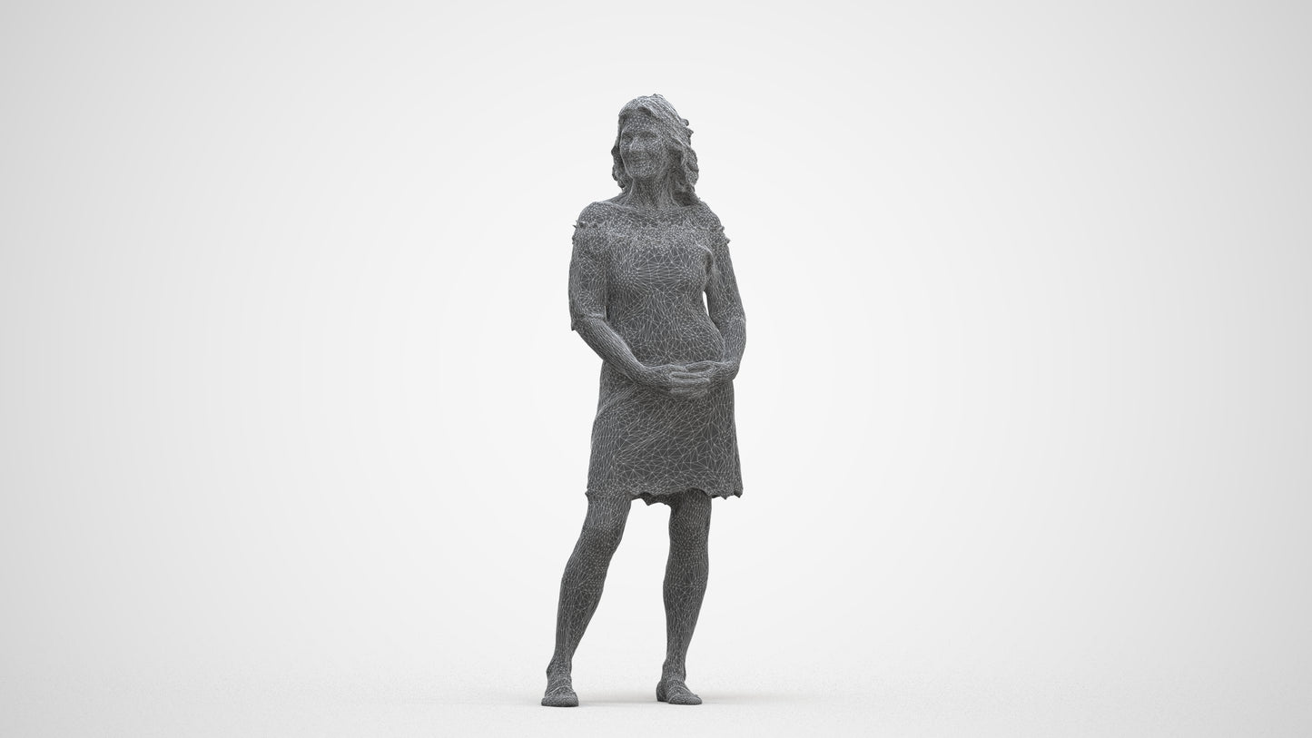 photogrammetry 3D senior woman casual standing, realistic human model archviz FBX, three-quarter front view render