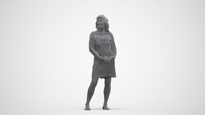 photogrammetry 3D senior woman casual standing, realistic human model archviz FBX, three-quarter front view render
