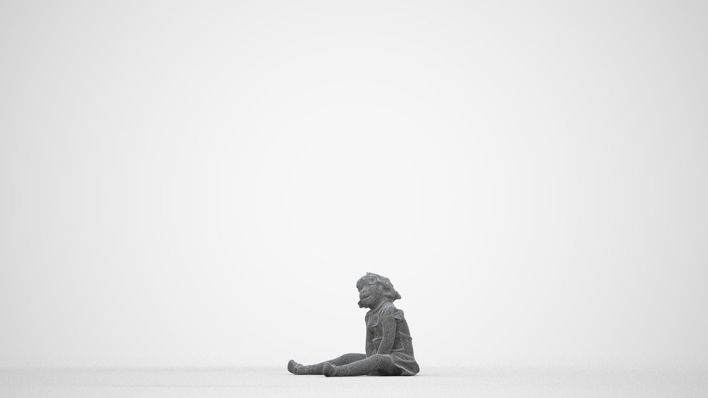 realistic 3D girl kids, scanned archviz people for Blender and 3ds Max, wireframe back view