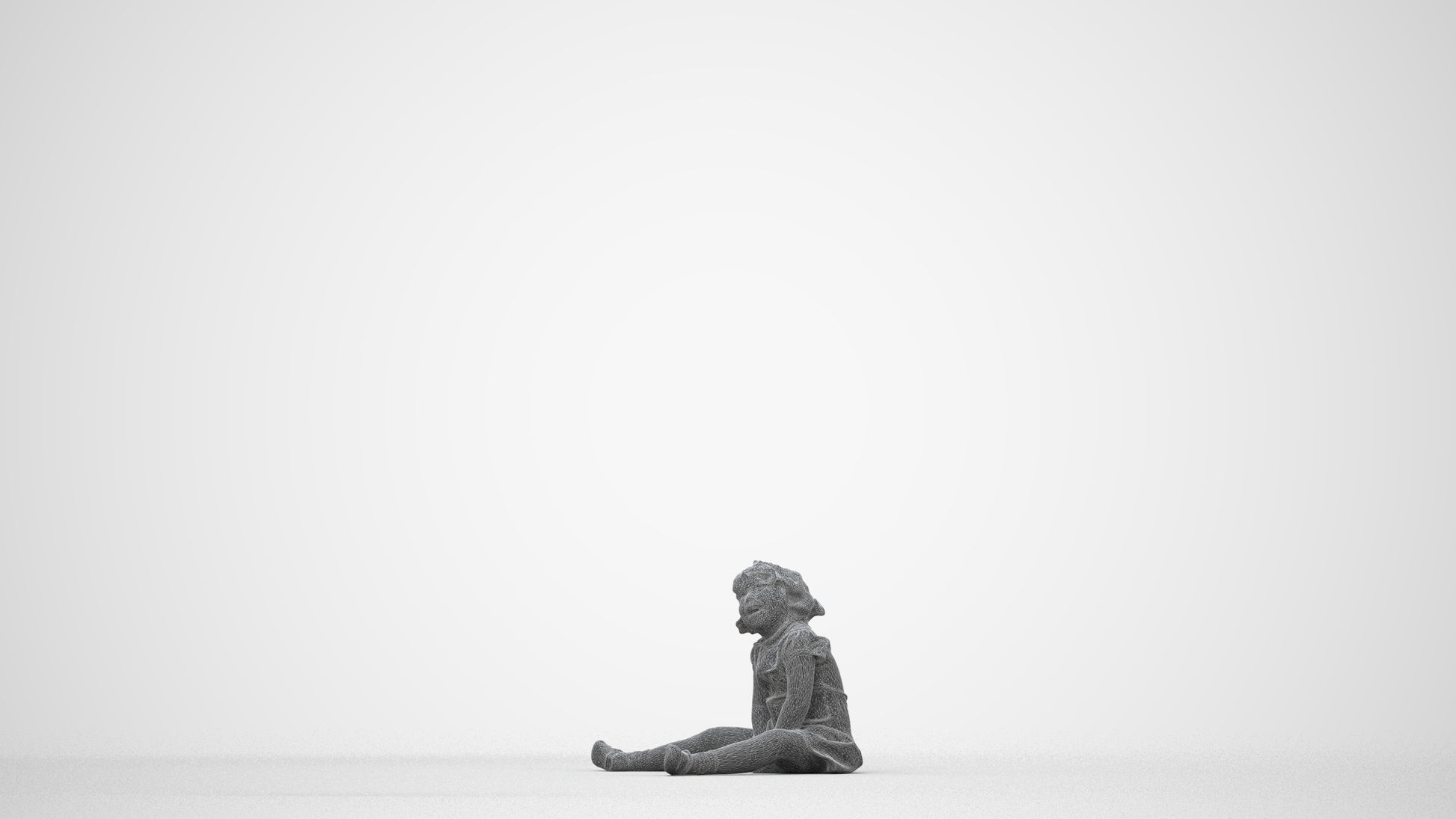 realistic 3D girl kids, scanned archviz people for Blender and 3ds Max, wireframe back view