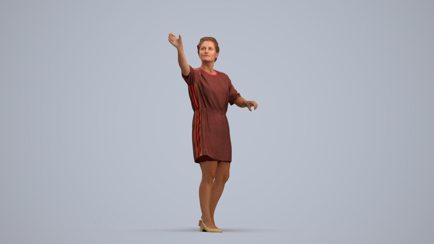realistic 3D woman casual standing, scanned archviz people for Blender and 3ds Max, standing pose render