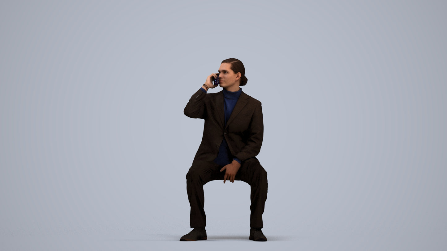 3D scanned man business, photorealistic archviz people for Enscape and SketchUp, standing pose render