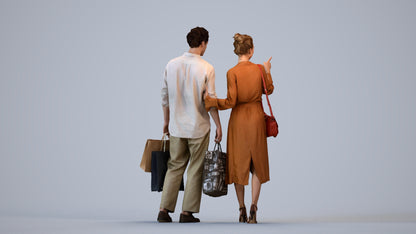 photogrammetry 3D man casual shopping, realistic human model archviz FBX, front view render