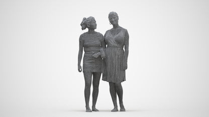 3D people model woman casual couple, scanned human for 3ds Max rendering, three-quarter front view render