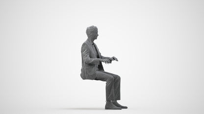 3D scanned man business, photorealistic archviz people for Enscape and SketchUp, wireframe side view