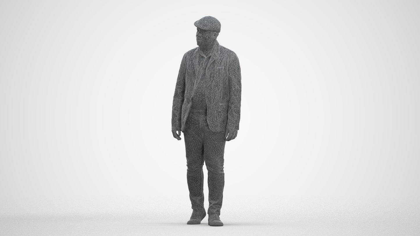 photogrammetry 3D man casual walking, realistic human model archviz FBX, three-quarter front view render