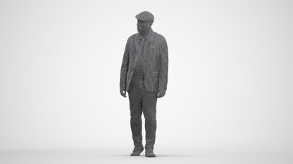 photogrammetry 3D man casual walking, realistic human model archviz FBX, three-quarter front view render