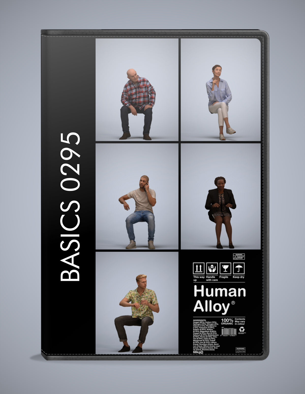 realistic 3D humans sitting pack, 5 archviz people FBX OBJ for Blender