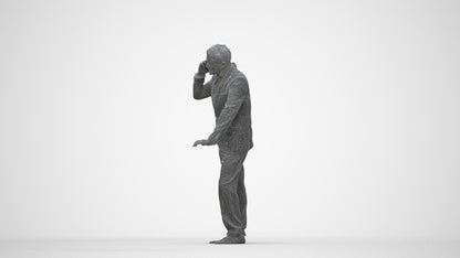 photogrammetry 3D man business, realistic human model archviz FBX, wireframe back view