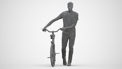 realistic 3D people man casual cycling, render-ready for V-Ray and Corona, FBX OBJ, three-quarter front view render