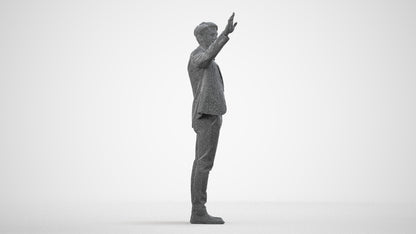 3D scanned man business, photorealistic archviz people for Enscape and SketchUp, wireframe side view