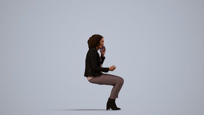 3D people model woman business, scanned human for 3ds Max rendering, side view render