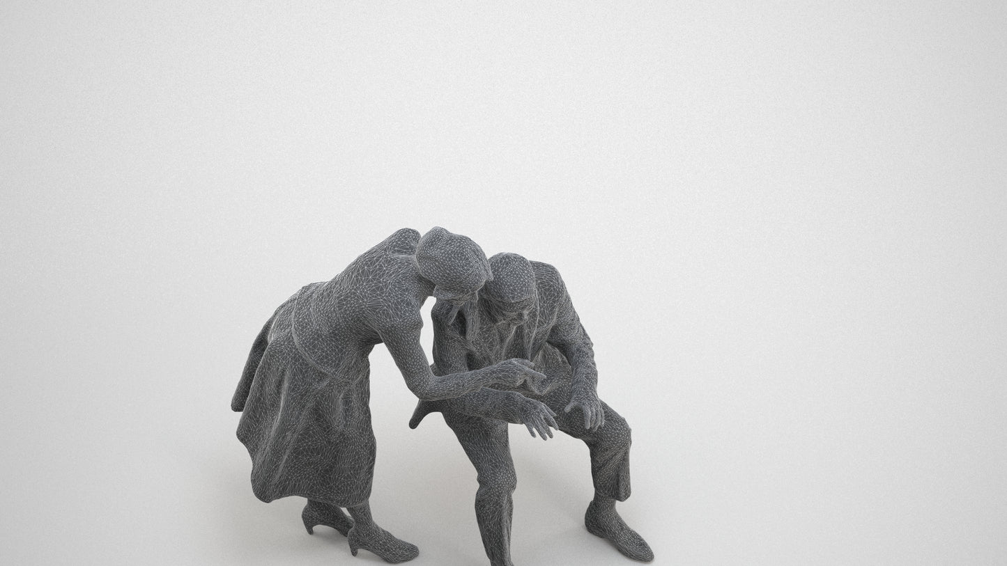 realistic 3D people senior woman business, render-ready for V-Ray and Corona, FBX OBJ, wireframe three-quarter view