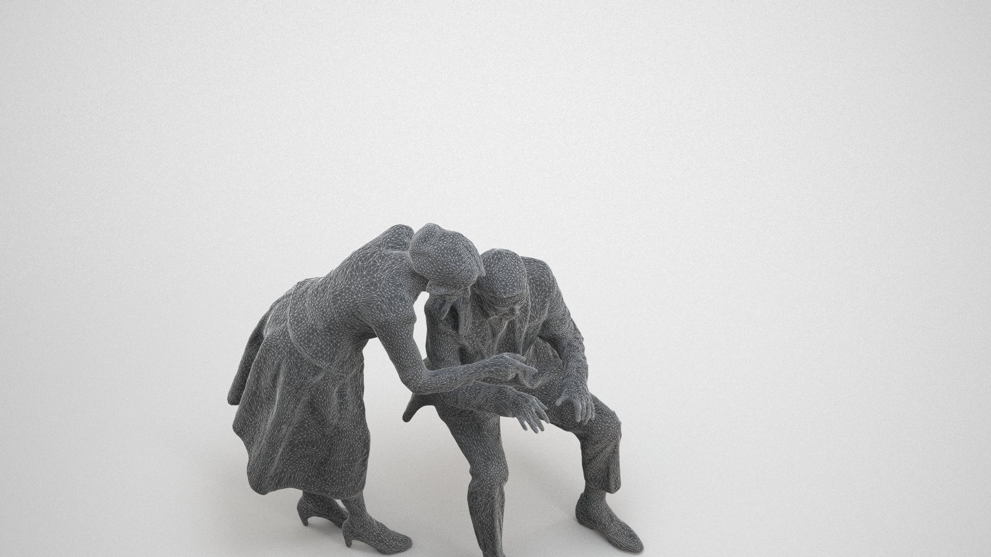 realistic 3D people senior woman business, render-ready for V-Ray and Corona, FBX OBJ, wireframe three-quarter view