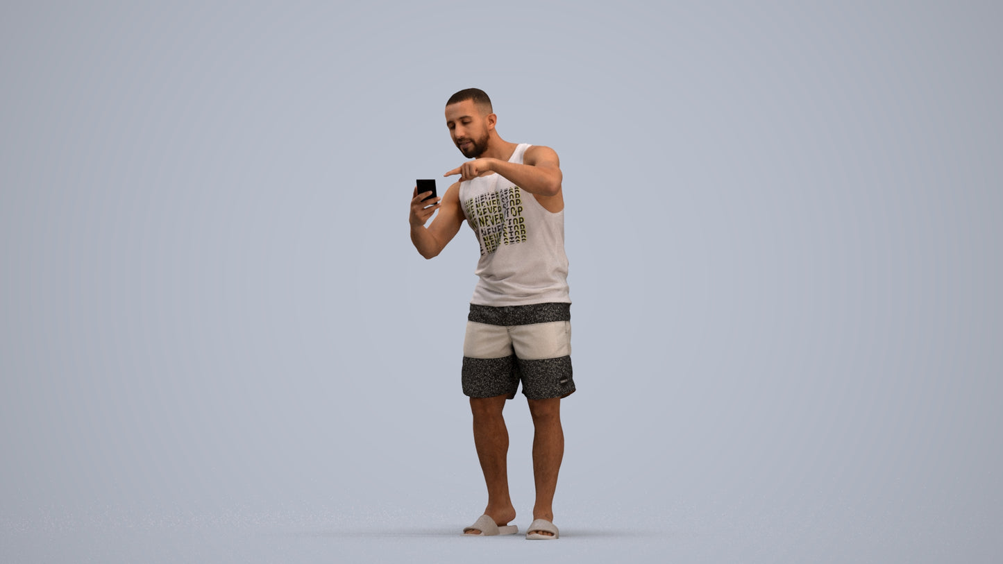 3D scanned man standing, photorealistic archviz people for Enscape and SketchUp, standing pose render