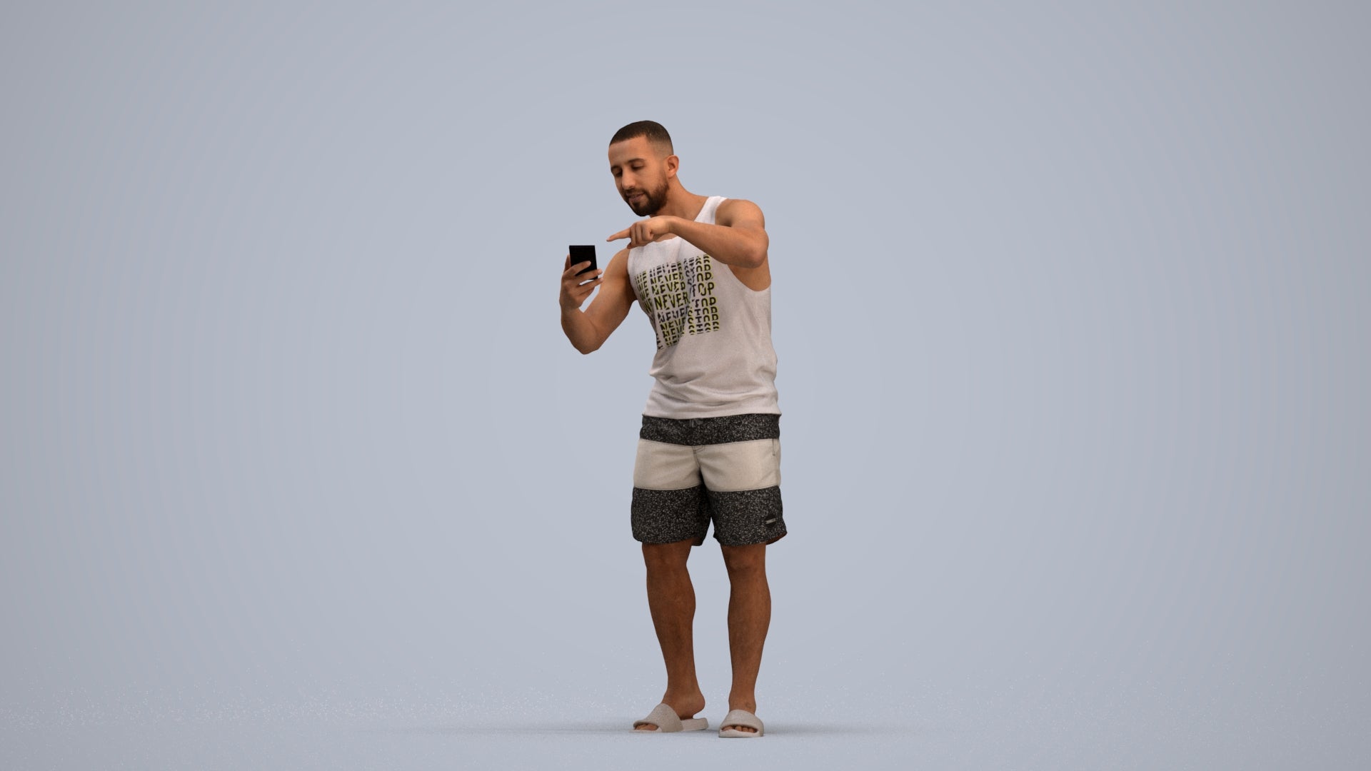 3D scanned man standing, photorealistic archviz people for Enscape and SketchUp, standing pose render