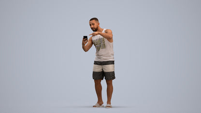 3D scanned man standing, photorealistic archviz people for Enscape and SketchUp, standing pose render