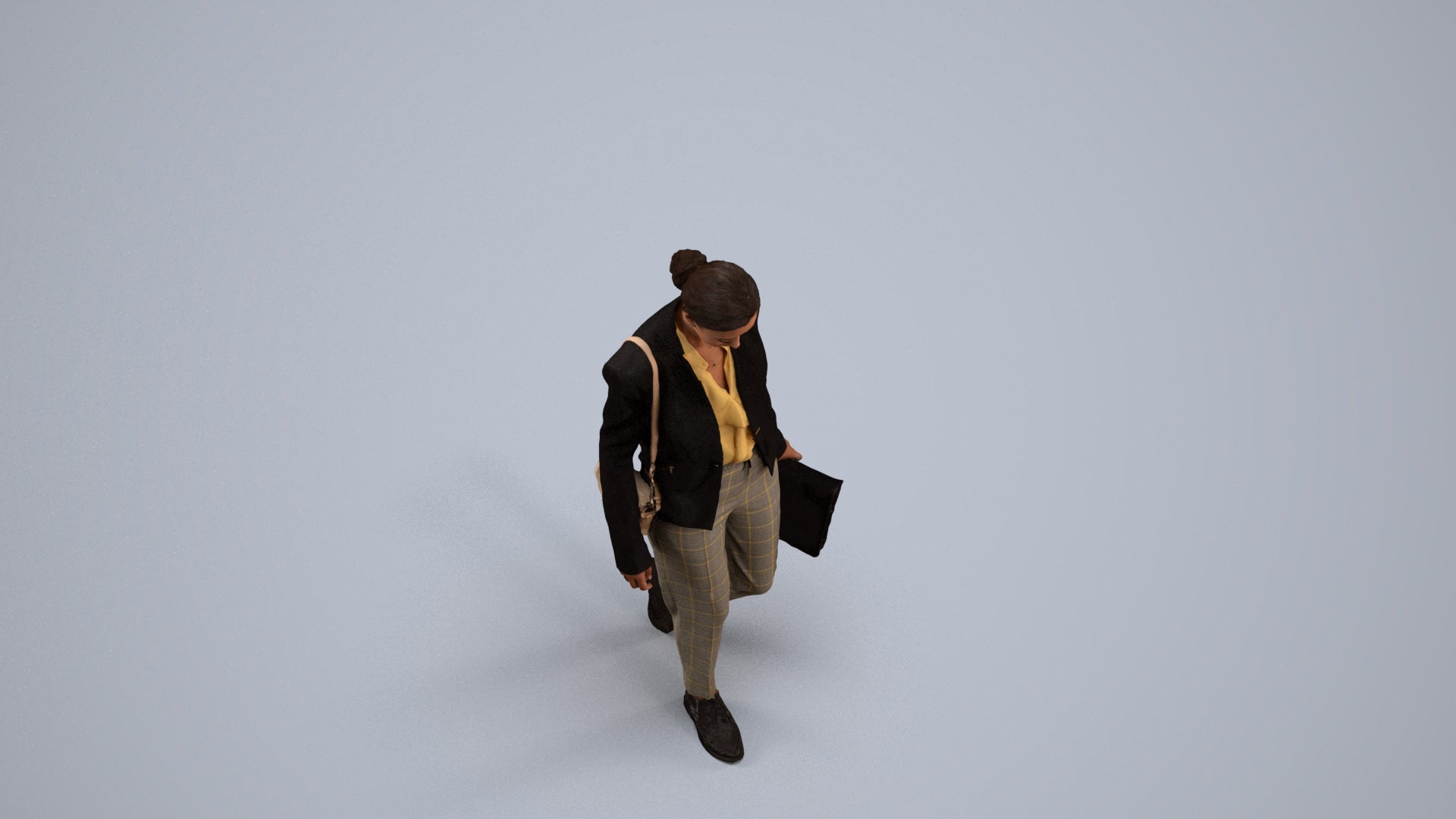 scanned 3D woman business walking, photogrammetry people for Enscape and V-Ray, back view render