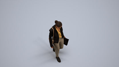 scanned 3D woman business walking, photogrammetry people for Enscape and V-Ray, back view render
