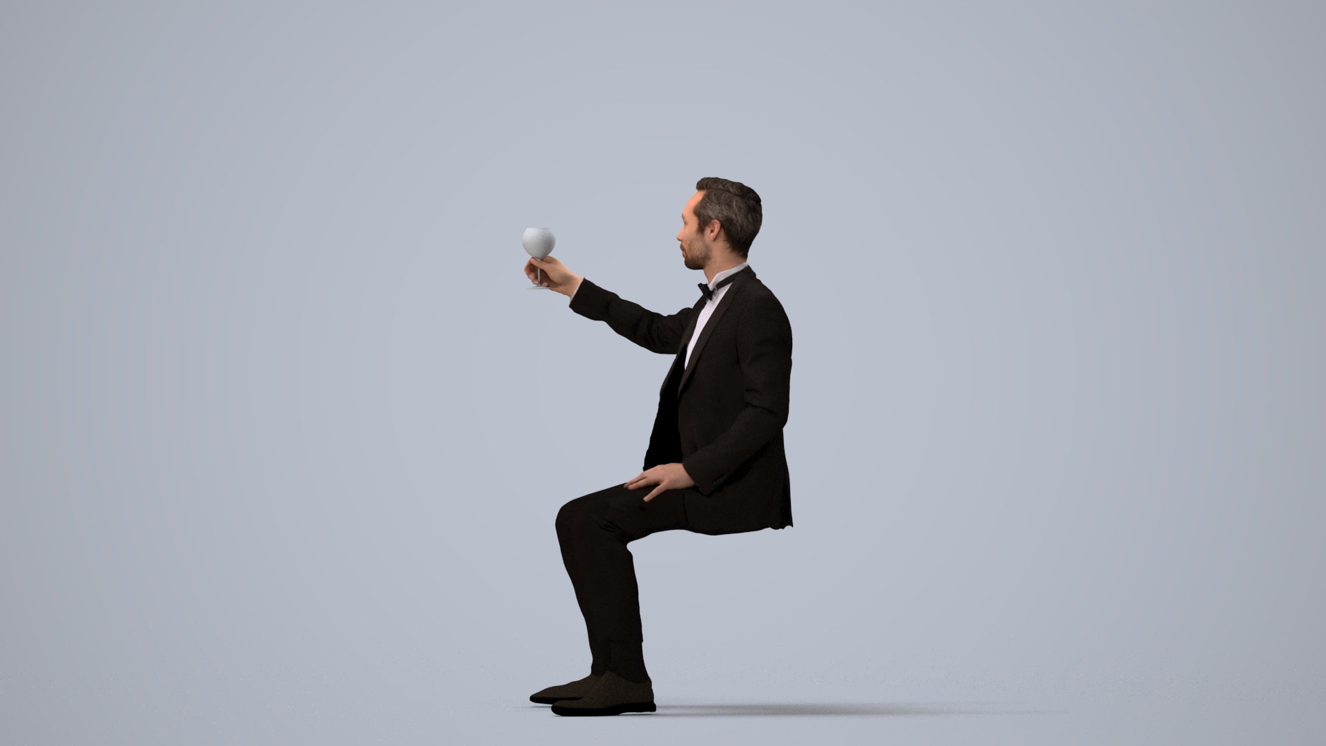 realistic 3D man formal formalaffairs, scanned archviz people for Blender and 3ds Max, three-quarter view render