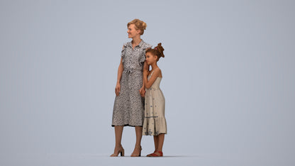 3D people model girl casual kids, scanned human for 3ds Max rendering, top-down view render