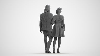 photogrammetry 3D woman formal couple, realistic human model archviz FBX, wireframe front view
