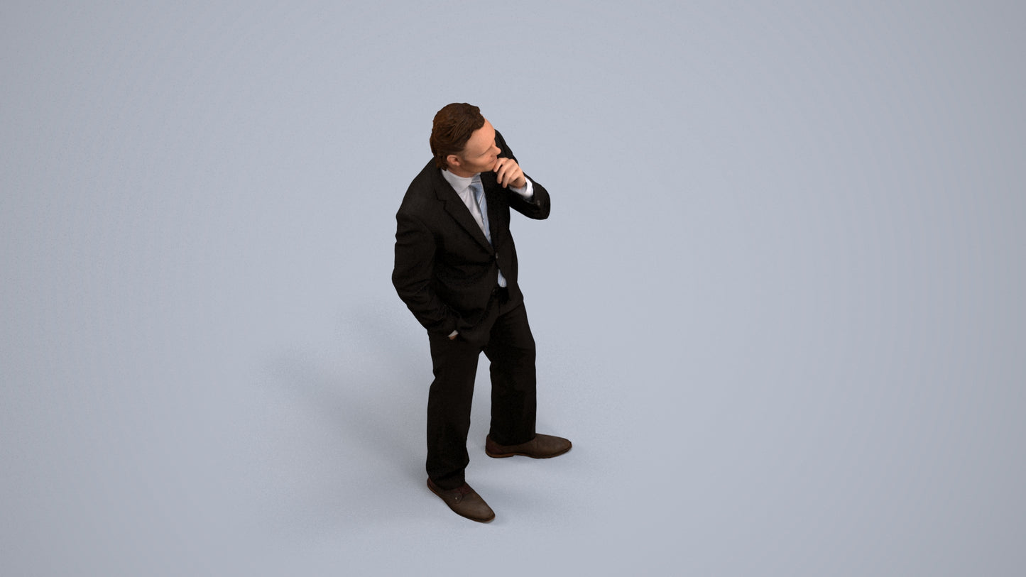 3D scanned man business, photorealistic archviz people for Enscape and SketchUp, back view render