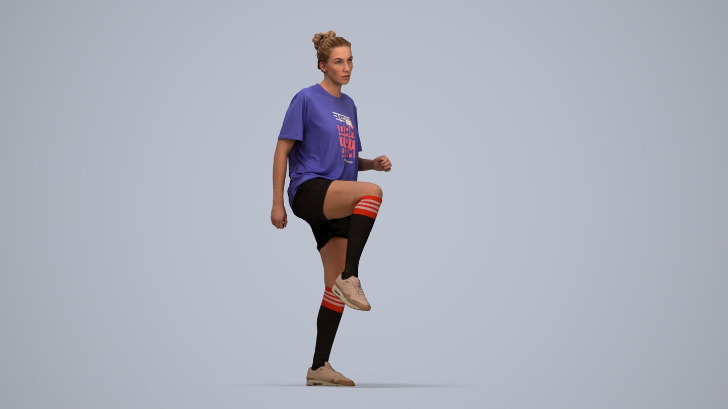 realistic 3D woman sport, scanned archviz people for Blender and 3ds Max, top-down view render