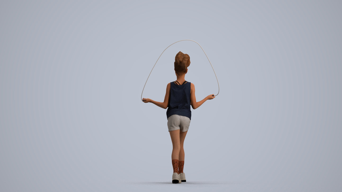 scanned 3D girl sport kids, photogrammetry people for Enscape and V-Ray, front view render