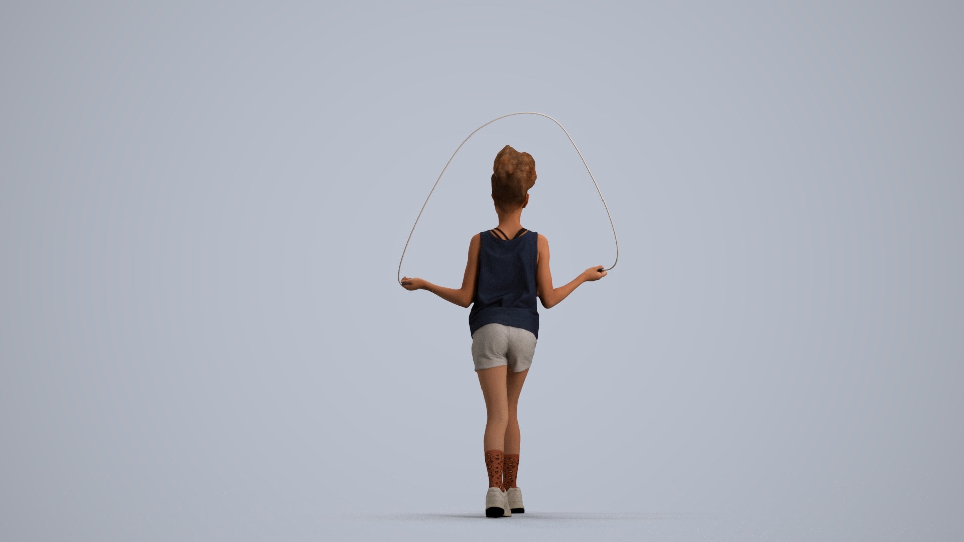 scanned 3D girl sport kids, photogrammetry people for Enscape and V-Ray, front view render