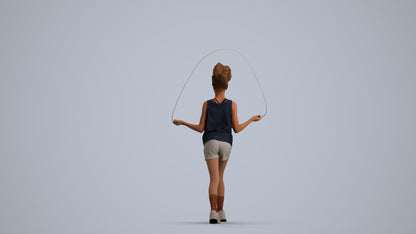 scanned 3D girl sport kids, photogrammetry people for Enscape and V-Ray, front view render
