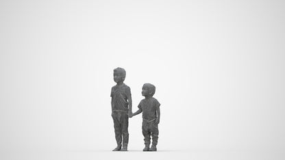 3D people model boy casual kids, scanned human for 3ds Max rendering, wireframe back view