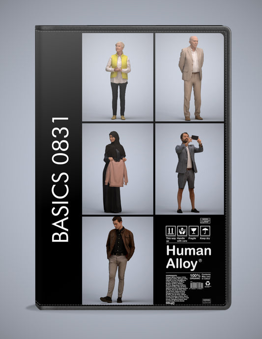 3D people models standing bundle, 5 scanned humans for 3ds Max rendering