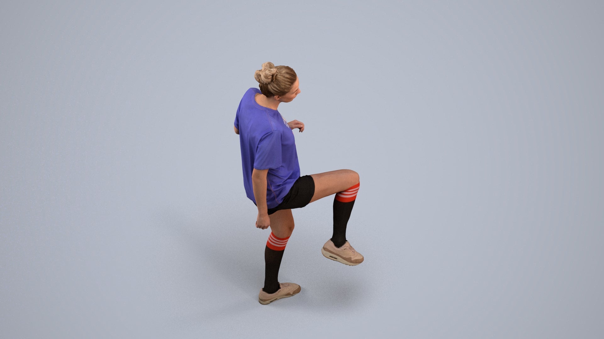 realistic 3D woman sport, scanned archviz people for Blender and 3ds Max, back view render