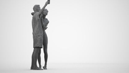 photogrammetry 3D woman casual couple, realistic human model archviz FBX, wireframe side view