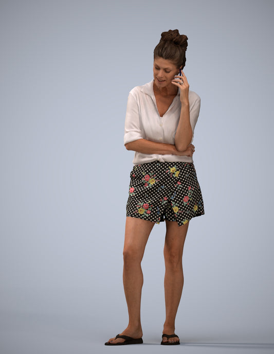 realistic 3D human woman casual standing, archviz people FBX OBJ for Blender