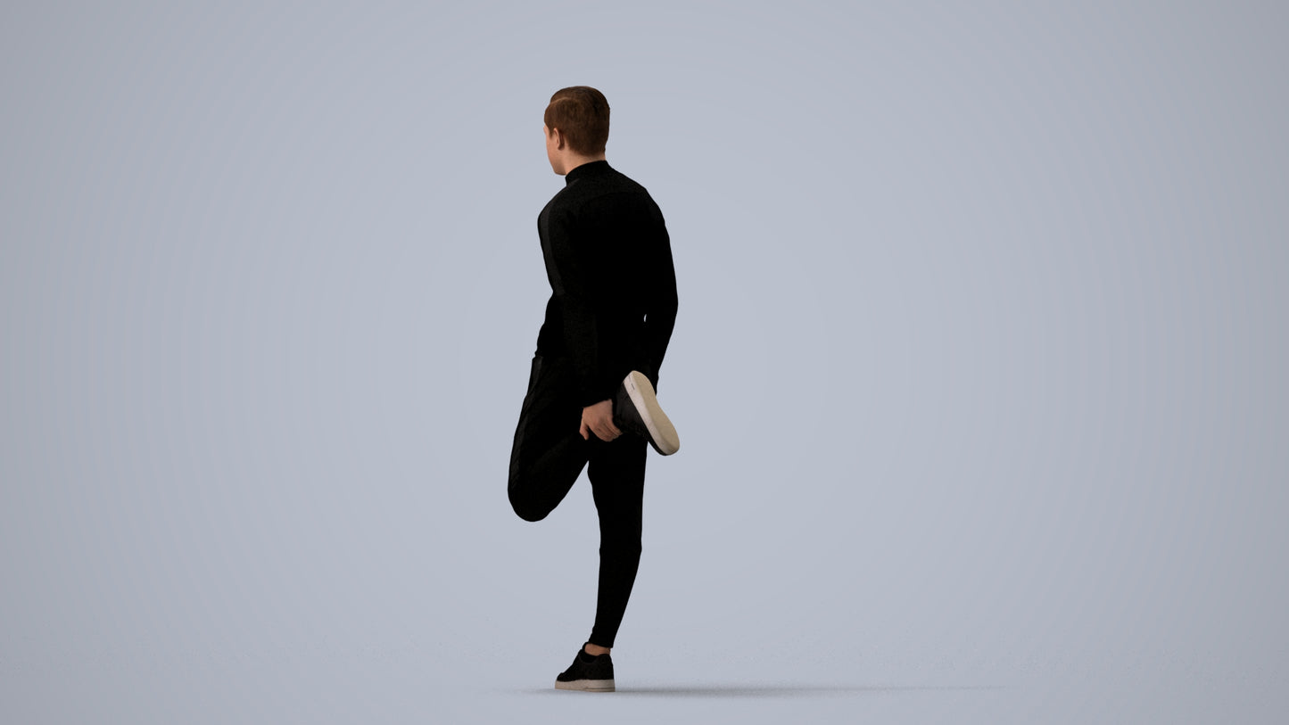 scanned 3D boy sport, photogrammetry people for Enscape and V-Ray, three-quarter view render