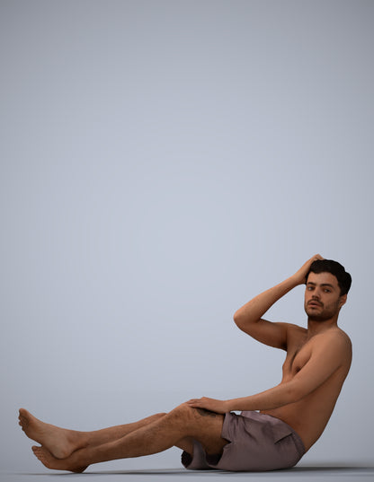 realistic 3D man pool, scanned archviz people for Blender and 3ds Max