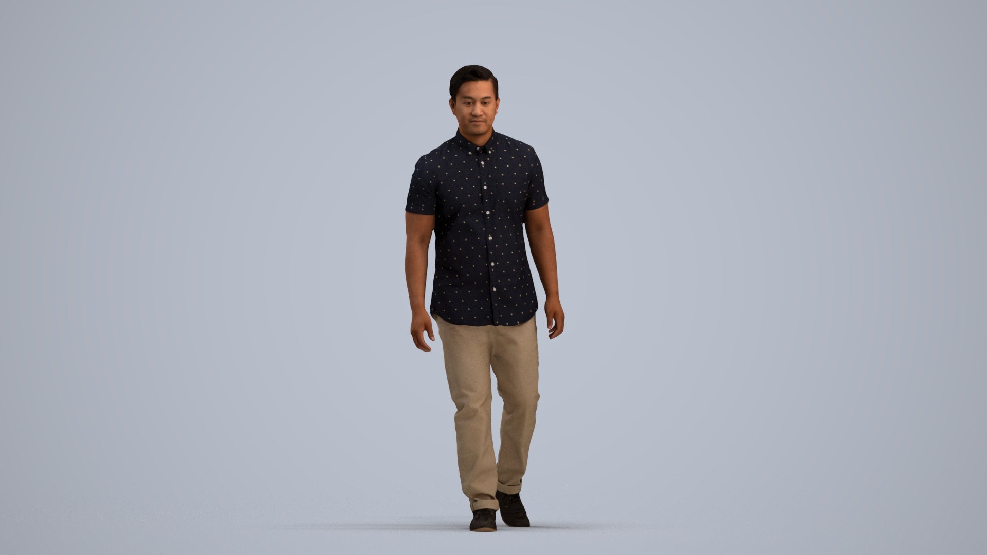 scanned 3D man casual walking, photogrammetry people for Enscape and V-Ray, standing pose render